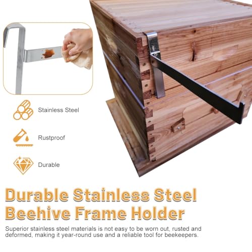 4 Pcs Upgraded Beehive Frame Holder, Stainless Steel Bee Hive Stand, Beehive Frame Perch-Supports 5 Beehive Frame Perch for Beekeeper Hive Tool