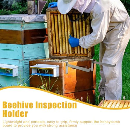 Stainless Steel Beehive Frame Holder, 4 Pcs Beehive Inspection Bracket, 5-Frame Capacity Beehive Inspection Stand, Beekeeping Tools Hive Starter Kit for All Beekeepers - color: Matte Brushed Stainless Steel-4