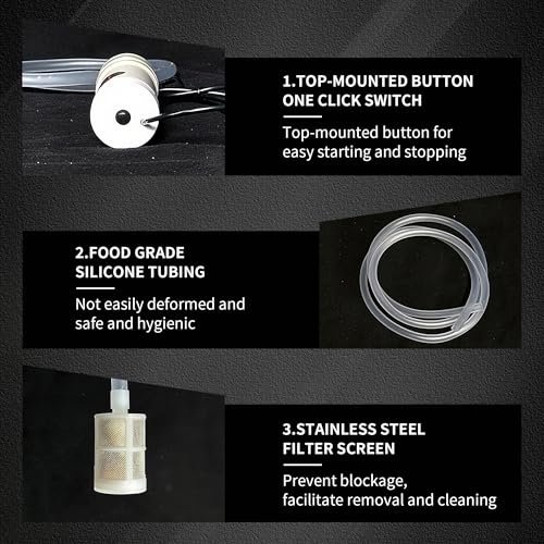USB Electric Auto-Siphon Self-Priming Pump– Compatible with Most Home Brew Systems, Food Grade 5V Portable Transfer Pump with 6.5FT Hose, 2L/min Low Noise, Wine, Kombucha & Beverages