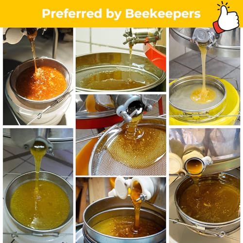 Stainless Steel Honey Strainer, Double Sieve for 5 Gallon Bucket, Beekeeping Equipment with Extendable Arms, Honey Debris Filter