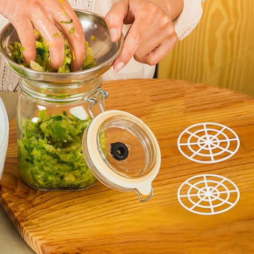 IMIKEYA 5pcs Fermenting Jar Weights & Mesh Presser Set – Wide Mouth Mason Glass Fermentation Press Weight Pickle Can Plate Practical Plate, Canning Accessories for Sauerkraut, Pickles
