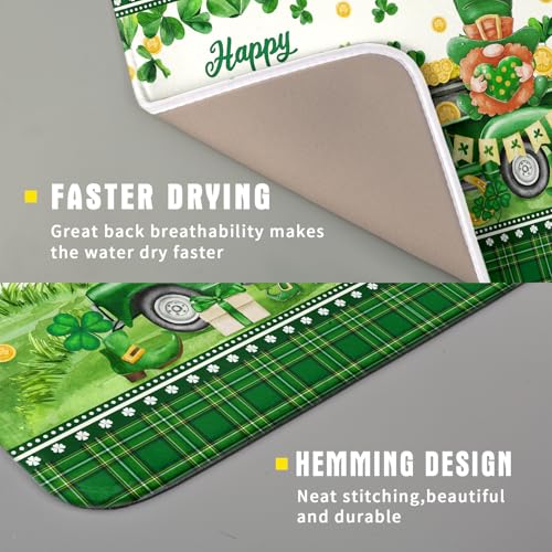Shamrock Truck Dish Drying Mat Buffalo Check Dish Drainer Mat 16x18 inch Reversible Microfiber Quick Dry Rack Pad for Kitchen Counter Sink - color: Shamrock Truck Plaid, size: 16" x 18"