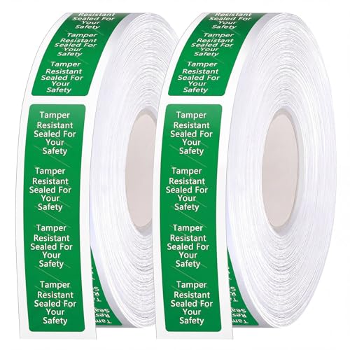 Outus 1000 Pcs Tamper Evident Labels Rolls Adhesive Safety Stickers 0.75 x 3.5'' Tamper Evident Tape for Security Food Delivery Bag Closure Container Box Jar Mailing Packaging Sealing (Green) - color: Green