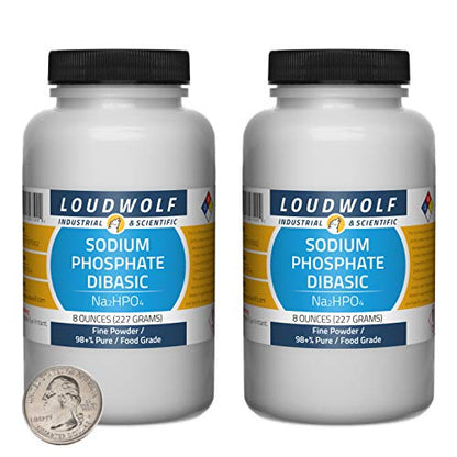 Sodium Phosphate Dibasic / 1 Pound / 2 Bottles / 98+% Pure Food Grade/Fine Powder - size: 1 Pound in 2 Bottles