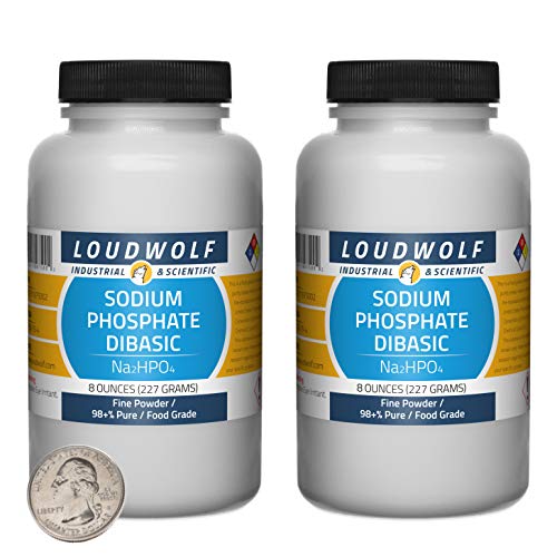 Sodium Phosphate Dibasic / 1 Pound / 2 Bottles / 98+% Pure Food Grade/Fine Powder - size: 1 Pound in 2 Bottles