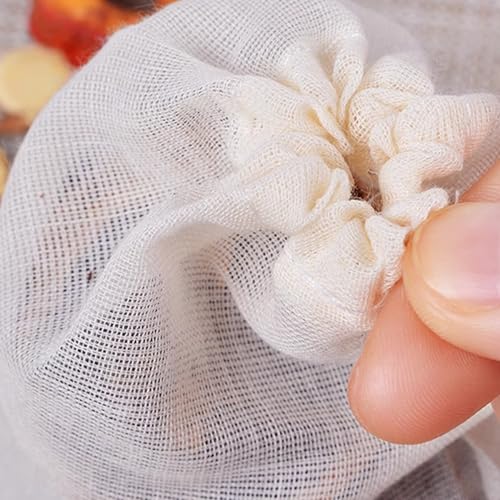 RONYOUNG 60PCS 3”X4” Reusable Drawstring Cotton Tea Bags - Cheesecloth Bags for Straining, Muslin Bags, Sachet Bags, Soup Bags, Coffee Tea Bone Broth Brew Bags
