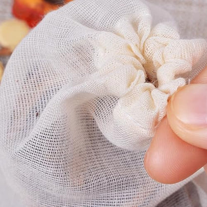 RONYOUNG 60PCS 3”X4” Reusable Drawstring Cotton Tea Bags - Cheesecloth Bags for Straining, Muslin Bags, Sachet Bags, Soup Bags, Coffee Tea Bone Broth Brew Bags