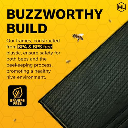 Mann Lake Premium Beekeeping Frames, All-in-One Frame & Foundation, Natural Beeswax Coating, Universal Fit, BPA & BPS Free, 9 1/8 Inches, Black, 10-Pack - color: Black