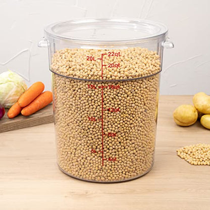 Restaurantware Met Lux 22 Quart Food Storage Containers 10 Round Commercial Storage Containers - Lids Sold Separately With Volume Markers Clear Plastic Food Prep Buckets Space-Saving Storage - size: 22 qt, style: 10 Count