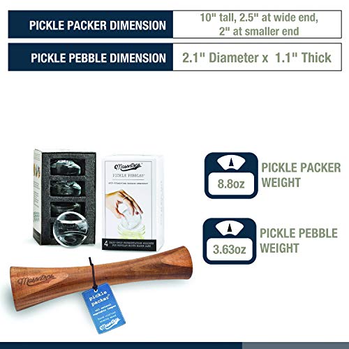 Masontops Pickle Packer Vegetable Tamper & Pickle Pebble Glass Weight Fermentation Tool Set - Regular Mouth Canning Kits
