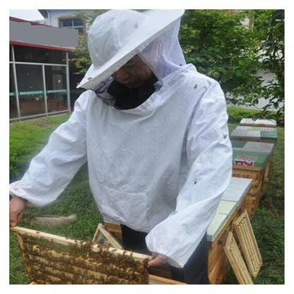 Foldable Beekeeping Suit Jacket Veil Set Double Zippered Beekeeping Protective Suit Anti-bee Beekeeper Clothing with Hat(Silver)