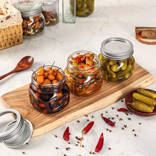 Ieavier 12PCS Wide Mouth Mason Jars 16oz with Airtight Lids and Bands, Canning Jars with Crystal Glass for Food Storage, Spice Jars, Canning, DIY Projects, Jam, Jelly, Honey, Preserving, Drinking - color: 16oz-12pack