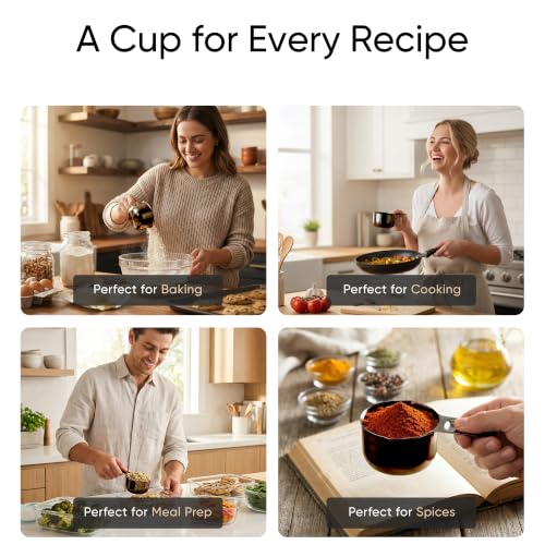 Color Up 1 Cup Measuring Cup (240 ml) – Premium Black Stainless Steel, Accurate for Wet & Dry Ingredients, Embossed Markings, Easy-Pour Spouts, Dishwasher-Safe, Kitchen Essential - size: 1 Cup (240 ml) Black