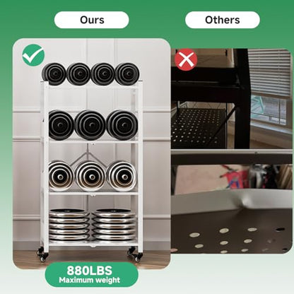 Folding Storage Shelves No Assembly, 4 Tier Foldable Storage Shelves with Wheels, Rolling Collapsible Rack for Pantry Laundry Room Kitchen, White - color: White/4-tier