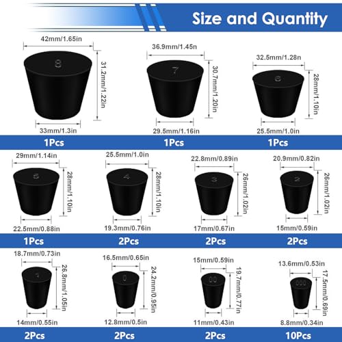 smseace 300Pcs Rubber Plug/Silicone Hole Plug/Solid Rubber Stoppers 3-Type 24-Sizes High-Temperature Resistant Soft Flexible Stopper Packed in Handheld Toolbox - size: 300Pcs