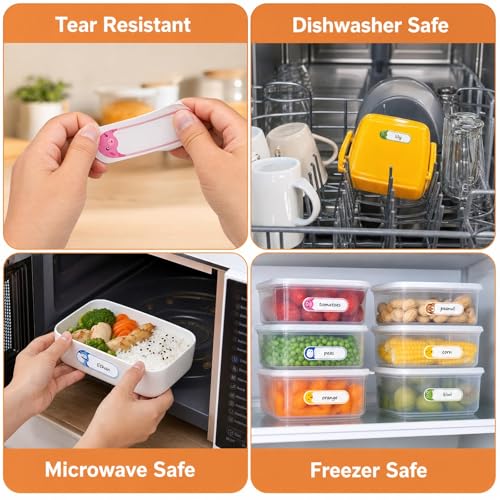 Self-Laminating Name Labels for Daycare and School, Waterproof Name Stickers for Kids Toddler Stuff, Baby Bottles, Water Bottles and Food Containers, Dishwasher Safe - 136 Pack - color: Cute