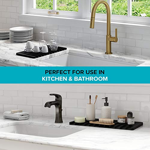 Kraus Self-Draining Silicone Dish Drying Mat or Trivet for Kitchen Counter in Black, KDM-10BL - color: Black, style: Drying Mat