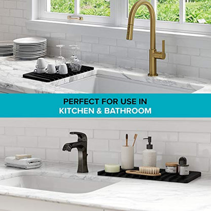 Kraus Self-Draining Silicone Dish Drying Mat or Trivet for Kitchen Counter in Black, KDM-10BL - color: Black, style: Drying Mat