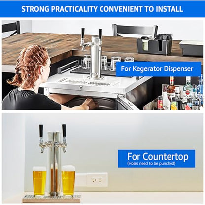 MRbrew Kegerator Tower Beer Tap Tower Dispenser Dual Faucet Beer Tower Draft Beer Dispenser Stainless Steel Keg Tap Tower 3'' Keg Tower Pre-assembled Line Beer Faucet Dispenser Kit For Home, Bar,Party - size: Dual Tap Kegerator Tower