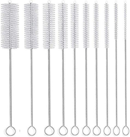 10" Extra Long Tube Cleaning Brush Set - 10 Pack - White | Flexible nylon straw brushes for bottles, cleaning straws, pipe cleaners, glass, keyboard, detailing and deep cleaning - color: White, size: 10pk - 2mm 3mm 4mm 5mm 6mm 8mm 12mm 16mm 20mm 24mm