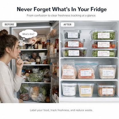 Food Labels for Containers, 2 Rolls, 500 Each, Meal Prep Kitchen Storage. | 1000 labels total. Writable fields Item Date Use By AM PM Initials. 1x2 inch labels for meal prep kitchen restaurant storage.