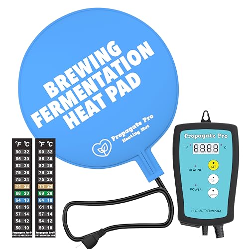 Brewing & Fermentation Heat Pad with Heating Thermostat - 12" Sourdough Starter Warmer Mat, Beer & Wine Fermenting - Heating Mat for Kombucha Jar, Carboy, Glass Jar, Fermentors with Heater Temp Strip - size: 12" Heat Mat + Heating Thermostat