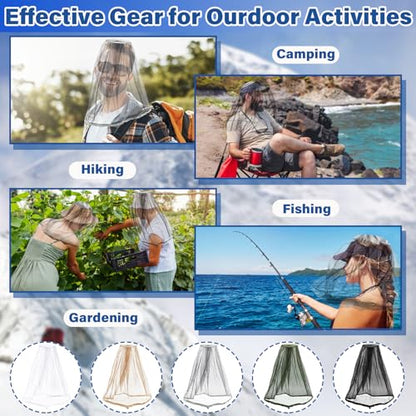 Benvo Mosquito Head Net Mesh Face Neck Fly Netting Cover from Bugs Gnats Noseeums Hat-Compatible Insect Shield for Fishing, Camping, Gardening (2pcs, Grey, Upgraded Big Net) - color: Grey