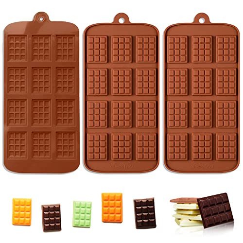3 Pieces Silicone Break Apart Chocolate Molds, Square Non-Stick Candy Bar Mold, Reusable Protein and Candy Chocolate Mold - color: 3PCS