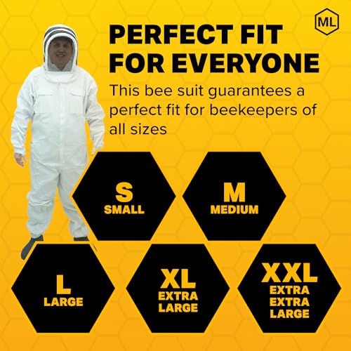 Mann Lake Economy Hooded Beekeeping Suit, Lightweight and Breathable Protective Gear, Budget-Friendly Apparel for Backyard Beekeepers, Durable Beekeeping Equipment with Self-Supporting Veil, XXX-Large - size: 3X-Large