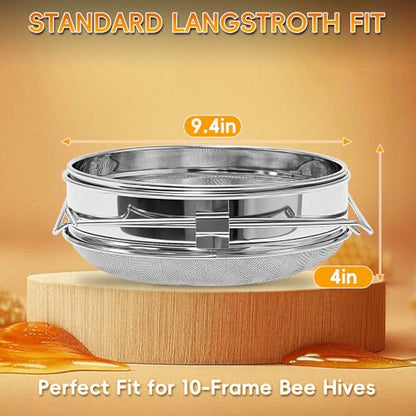 2 Pack Stainless Steel Honey Strainer Double Sieve, Food-Grade Honey Extractor Strainer Fits 5 Gallon Honey Bucket