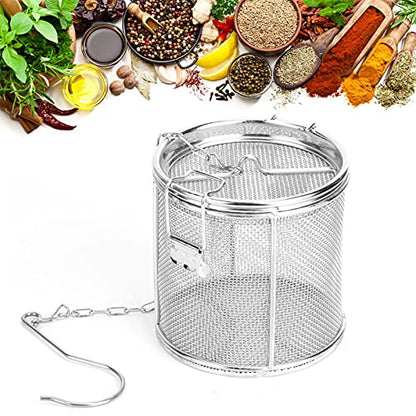 Watris Veiyi Seasoning Strainer with Chain Hook for Home Restaurant | 10*10cm, Stainless Steel Cooking Spice Filter with Chain Hook, Soup Seasonings Seperation Basket Filter