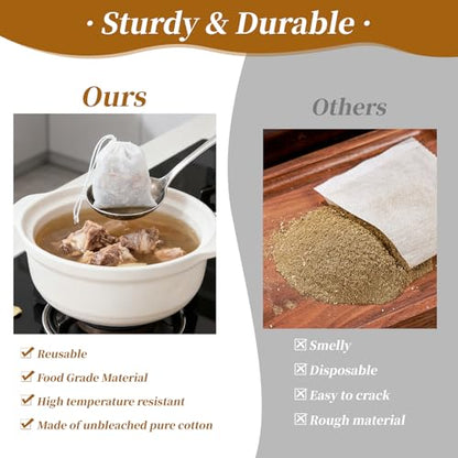 GliSun 50 Pcs Muslin Drawstring Bags Reusable Tea Bags Natural Cotton Unbleached Small Cheese Cloth Bag for Cooking Straining Soup Sachet Coffee Tea Brew Spice (4 x 3 Inches) - size: 3 x 4 inches