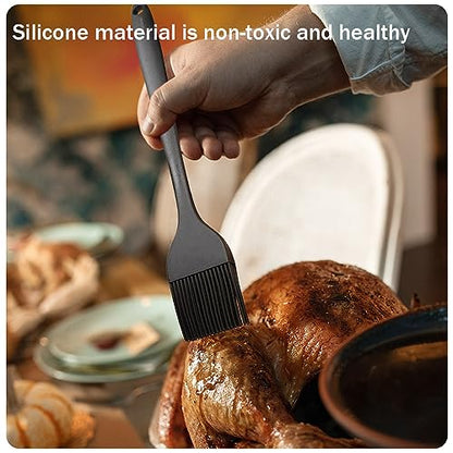4 Pack Pastry Brush-Basting Brush Pastry Brushes for Baking, Silicone Basting Brush, Basting Oil Brush with Boar Bristles and Beech Hardwood Handles for Kitchen, Grilling and Spreading Oil, BBQ Sauce