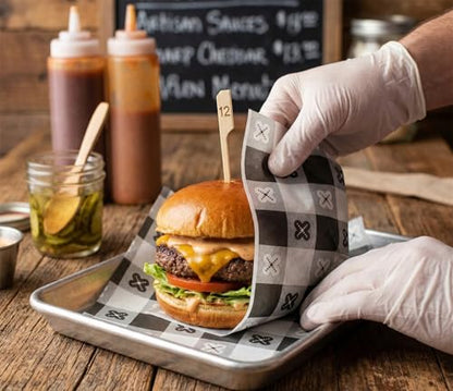 MADE IN USA 1,000 Sheets of Grease-Resistant Food Grade Waxed Kraft Deli Tissue Paper, 12" X 12" (Black Gingham Pattern) - color: Black Gingham Pattern