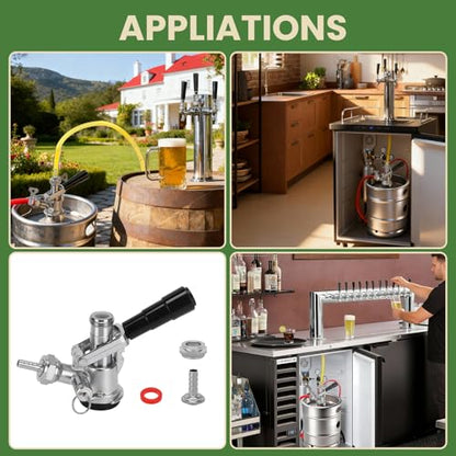 Keg Coupler Sankey D Tap - 304 Stainless Steel Probe, High Material D System for 5/16" ID and 5/8"ID Hose, US Sankey Compatible Beer, Keg Dispenser