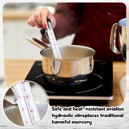 Photect Candy Thermometer with Pot Clip 8" Deep Fry Oil Thermometer for Candy Making Instant Read Cooking Food Sugar Syrup Jam Jelly Oil Temperature Kitchen Accessories(Black,1 Pcs) - color: Black
