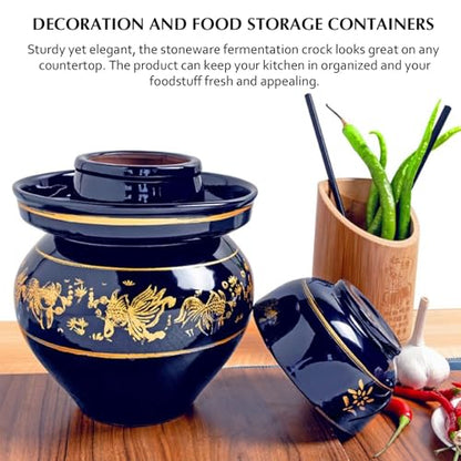 Traditional Chinese Porcelain Pickle Jar, Fermentation Crock Pickling Pot, Fermenting Jar With Lid, Stoneware Fermenter(3kg) - size: 3kg