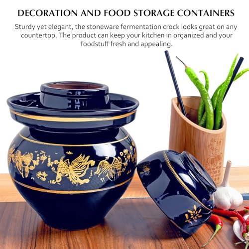 Traditional Chinese Porcelain Pickle Jar, Fermentation Crock Pickling Pot, Fermenting Jar With Lid, Stoneware Fermenter(6.5kg) - size: 6.5kg