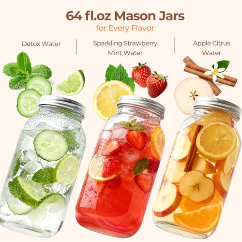 ComSaf 64 oz Wide Mouth Mason Jars 3 Pack, Half Gallon Glass Jars with Lids | BPA-Free Materials, Large Size, Canning Pickling Sauce, Meal Prep Salad, Sourdough, Flour And Sugar For Baking, Food Storage - size: Half Gallon wide mouth 3PCS