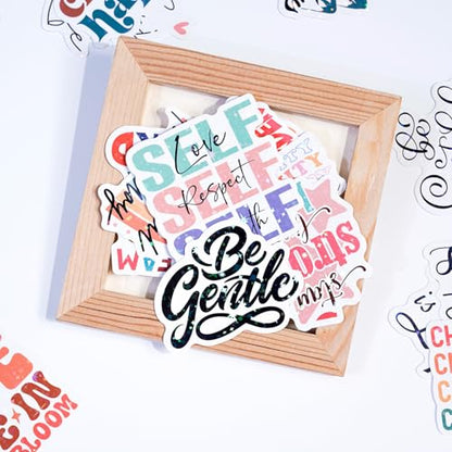 50 Holographic Motivational Quote Stickers – Inspirational Positive Life Affirmations for Scrapbook, Laptop, Water Bottle, Journal – Uplifting Quotes for Self-Care, Encouragement, Daily Motivation - color: Holographic Quotes