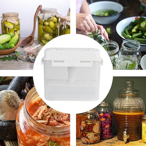 Kimchi Fermentation Container - Airtight 4/5L Pickle Keeper With Handle And Lid, Kimchi Box - Clear Kimchi Press Fermentation Storage Container, Maintain Fresher Taste, vinegar