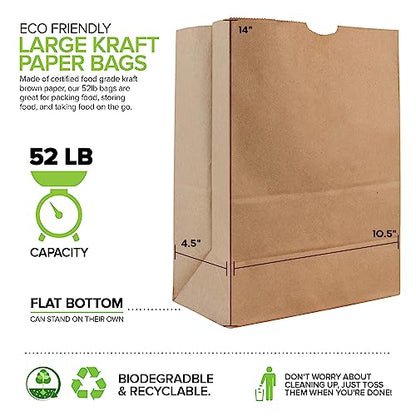 Stock Your Home 52 lb Kraft Brown Paper Bags (70 Count) – Bulk Large Grocery Bags for Shopping - size: 70 Count