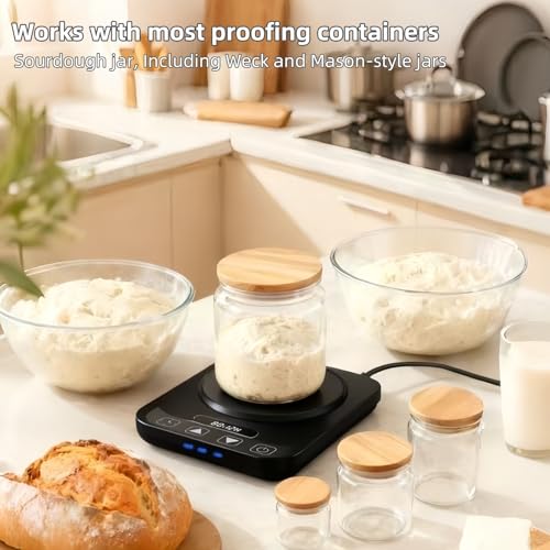 Sourdough Starter Warmer Mat | Precise 1°F Thermostat 70-100°F | 12H Auto Timer | Cooking Heating Pad for Bread Baking, Yogurt Making & Home Baking - color: Black
