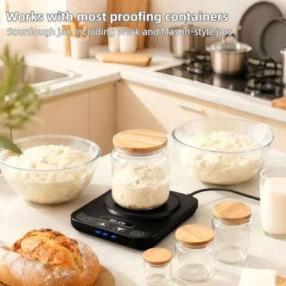 Sourdough Starter Warmer Mat | Precise 1°F Thermostat 70-100°F | 12H Auto Timer | Cooking Heating Pad for Bread Baking, Yogurt Making & Home Baking - color: Black
