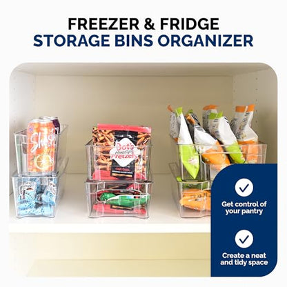 3 Pack Stackable Storage Bins - Plastic Storage Containers for Fridge, Pantry, Freezer, Closet & Kitchen, Clear Fridge Organizer Bins Ideal for Breastmilk, Baby Pouches & Formula Bottles | Small
