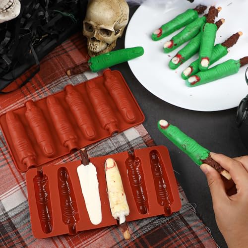 Webake The Original Halloween Witch Finger Chocolate Mold, 6-Cavity Finger Pretzel Rod Molds for Chocolate, Pretzel, Cookie, Pack of 2 - style: Finger