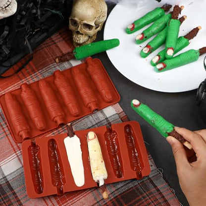 Webake The Original Halloween Witch Finger Chocolate Mold, 6-Cavity Finger Pretzel Rod Molds for Chocolate, Pretzel, Cookie, Pack of 2 - style: Finger