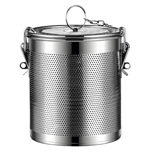 Seasoning Strainer,large tea infuser,Cooking Spice Filter | tea strainer,Mesh Design Tea Ball,Strainer Soup Seasoning, Seperation Basket Filter with Chain Hook for Home Restaurant 3.2L - size: 16CM*16CM