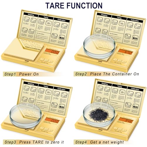 Fuzion Digital Pocket Gram Scale .01 Gram Accuracy, Gold Titanium Plating, 200g Small Digital Scale, Mini Jewelry Scale for Food, Herb, Spice, Coin - Weight Gram and Oz - 100g Calibration Weight - color: Gold, size: 200g with Cal Weight