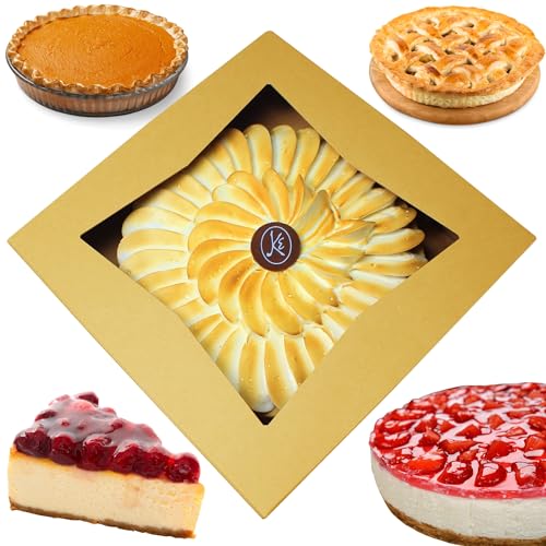 BAKELUV Pie Boxes 10x10x2.5 Inch | Brown / 12 pcs/Auto-Popup | Bakery/Pastry/Treats/Cookies/Cheesecake/Cake/Muffins/Donuts - color: Brown, size: 12